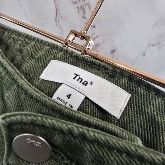 Aritzia TNA Pants Womens 4 Green Carpenter High Rise Straight Baggy Greenwich - Picture 3 of 13